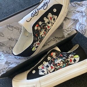 Women's Ed Hardy black sneakers Poppy size 10